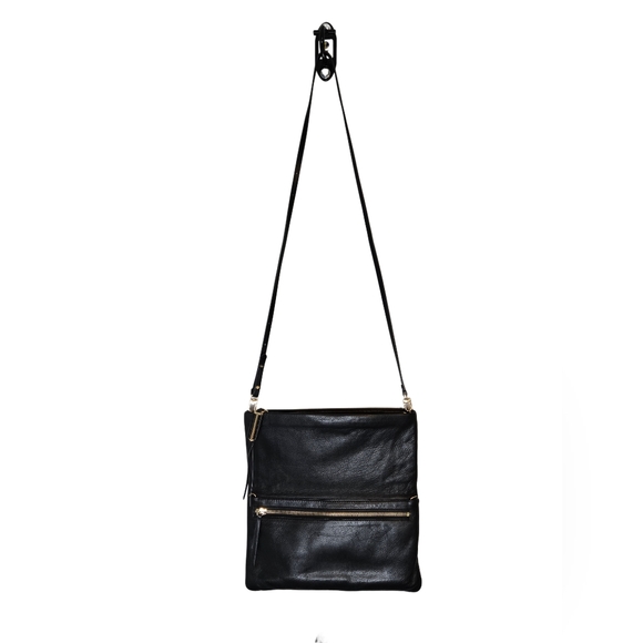 Stella & Dot Black Convertible Crossbody Bag Foldover Clutch Minimalist - Picture 7 of 13